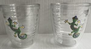 Tervis Embroidered Colorful Gecko / Lizard Colorful Cup USA Pair Two Rainbow